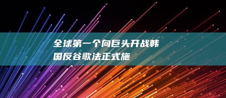 全球第一个向巨头开战韩国反谷歌法正式施